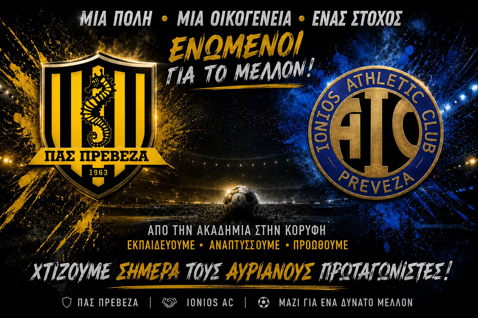 ΠΑΣ Πρέβεζα &amp; IONIOS AC: Μια νέα εποχή για το ποδόσφαιρο της Πρέβεζας